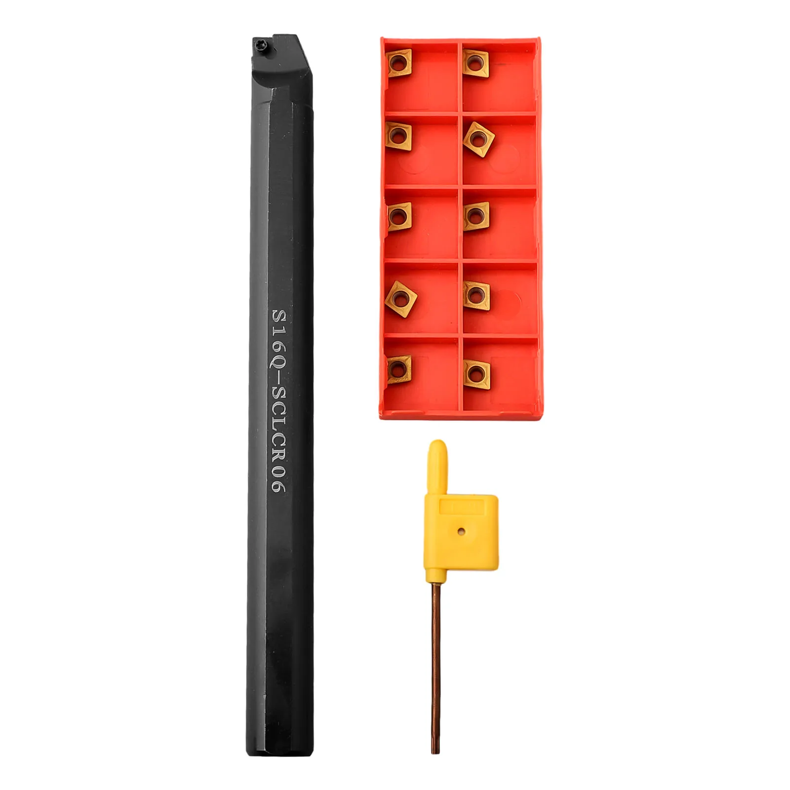 Professional 16mm S16Q SCLCR06 Internal for lathe Boring Bar Turn Tool Kit Including CCMT060204 Carbide Inserts and Wrench
