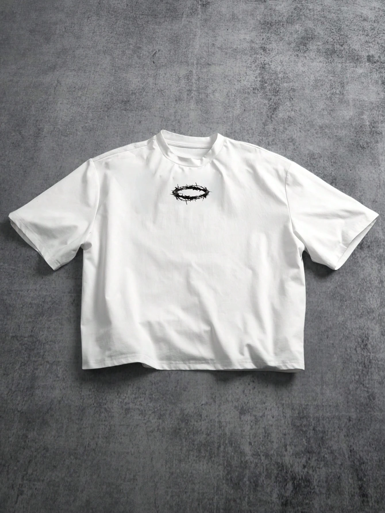 2026 New Family Matching T‑Shirt Faith Thorn Crown Grunge Text Back Print Cropped Oversized Cotton Short Sleeve Parent‑ChildTops