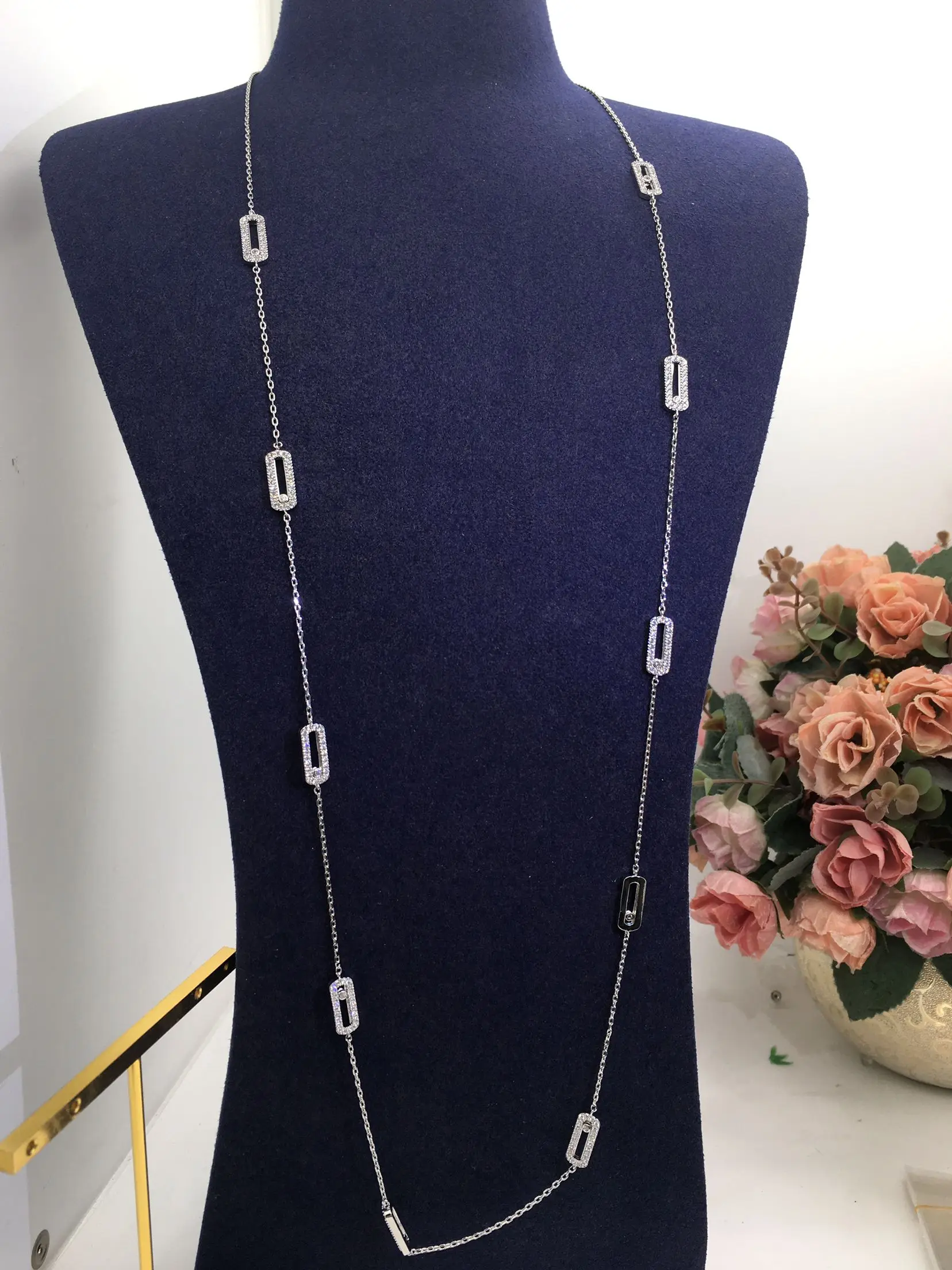 Luxury Geometric Irregularity Stackable Sweater Chain Long Necklalce For Women Dubai Jewelry Gift Pendientes Mujer Moda N166