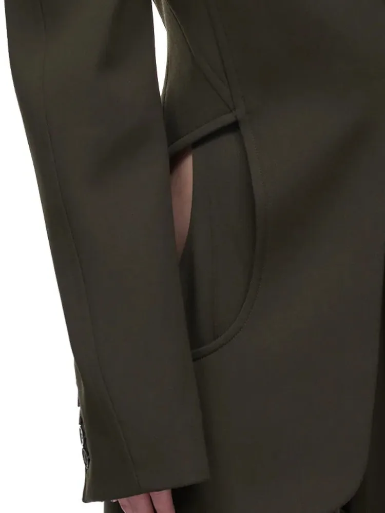 ZMEENNA Women's Fashion Forward Black Blazer Jacket With Waist Defining Silhouette Unique Pocket Design Modern Chic ZM3343
