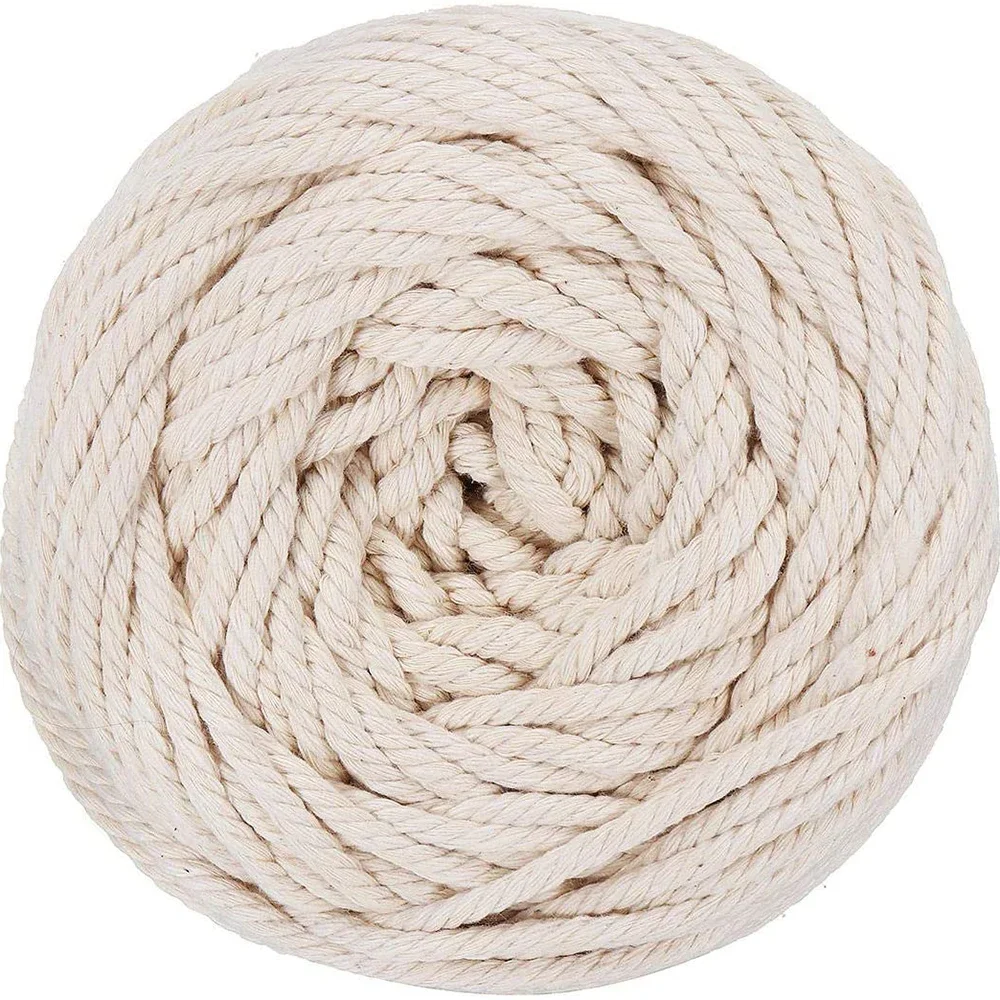 10-400M 1/2/3/4/5/6mm Macrame Rope Twisted String Cotton Cord Natural Cotton Rope Craft Cord For DIY Crafts Knitting Wedding Dec