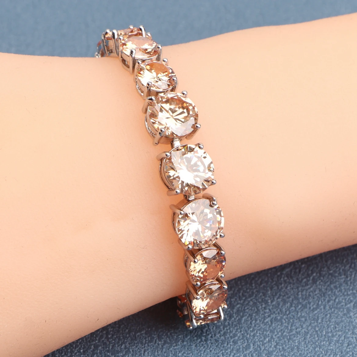 925 Silver Charm Cubic Zircon Bracelets For Women Wedding Jewelry 18+2CM Length