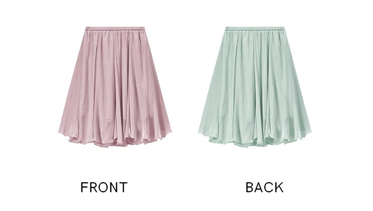 SENTUBILA Weißer Chiffon-Schimmerrock für Damen, Sommer 2026, Eleganter, Elastischer Bund, Unregelmäßiger, Lässiger Schirmrock Q62QG7308 – Detail 36