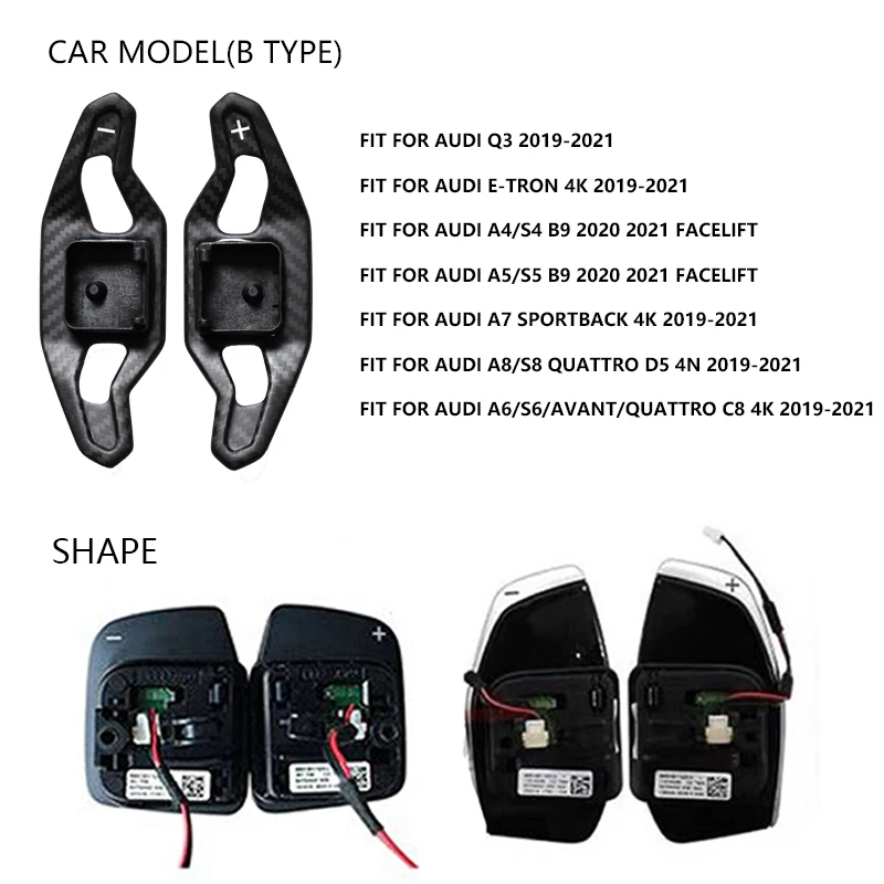 Shift Paddle For Audi A3 A4 S4 A5 A6 S6 RS6 C7 C8 A7 S7 RS7 Q2 Q3 Q5 Q7 TT TTRS R8 Carbon Fiber Steering Wheel Paddle Shifter image 3