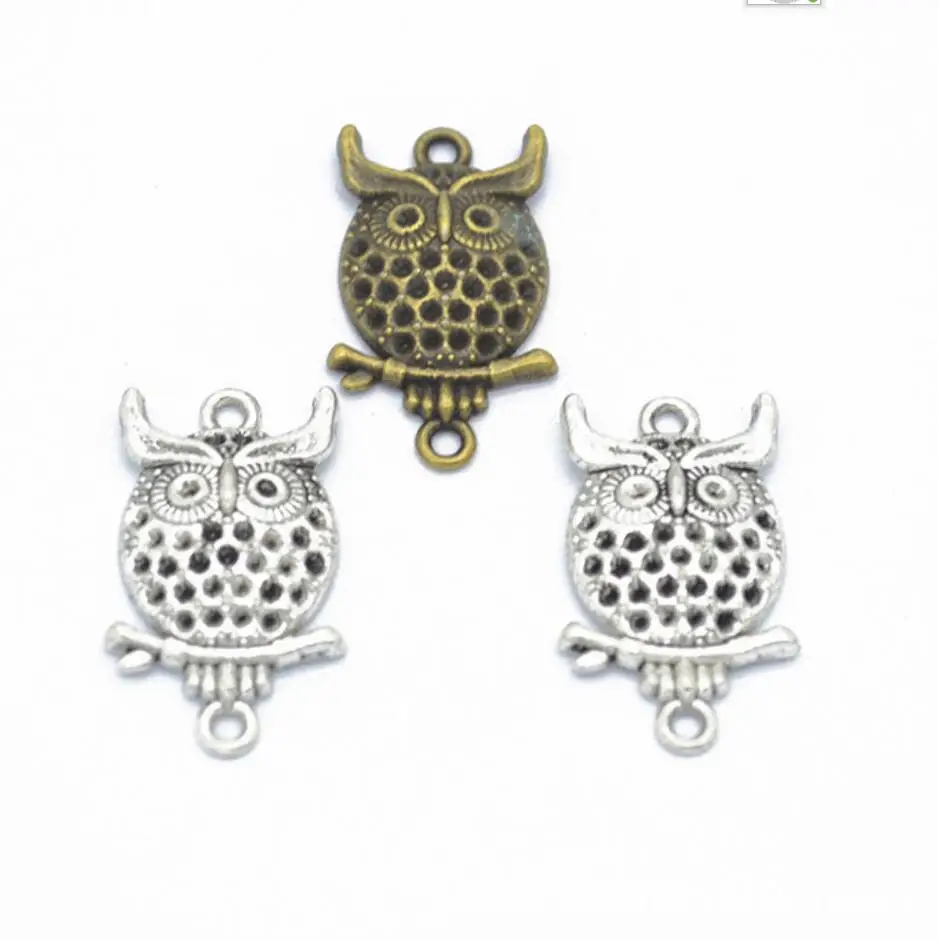 

34*18mm 8pcs Antique Bronze and Silver Plated Owl Connector Charms Pendant For DIY Necklace Bracelet Jewelry Accessories F0684
