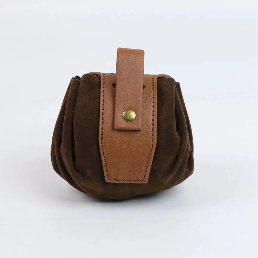 Mittelalterlicher Wikinger-Münzbeutel, Würfelbeutel, zum Aufhängen, Hüfttasche, Unisex, Leder, mit Kordelzug, Münzbeutel, Cosplay-Zubehör, Requisite – Detail 4