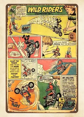 metal signs sale 1975 TTP Wild Riders comic ads Kenner Toys metal tin sign