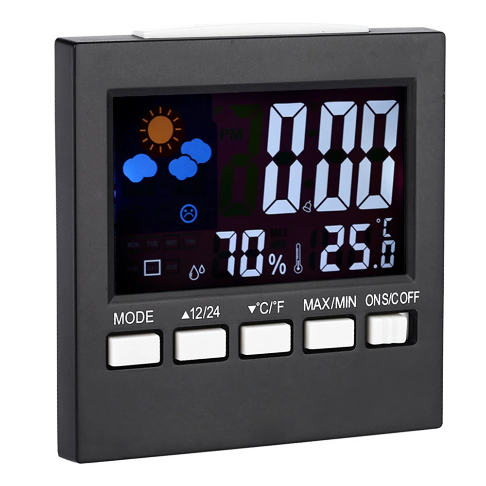 New Digital Alarm Clock Battery Operated Desk Clocks with Temperature Humidity and Date Large LCD Display Digital Calendar LED