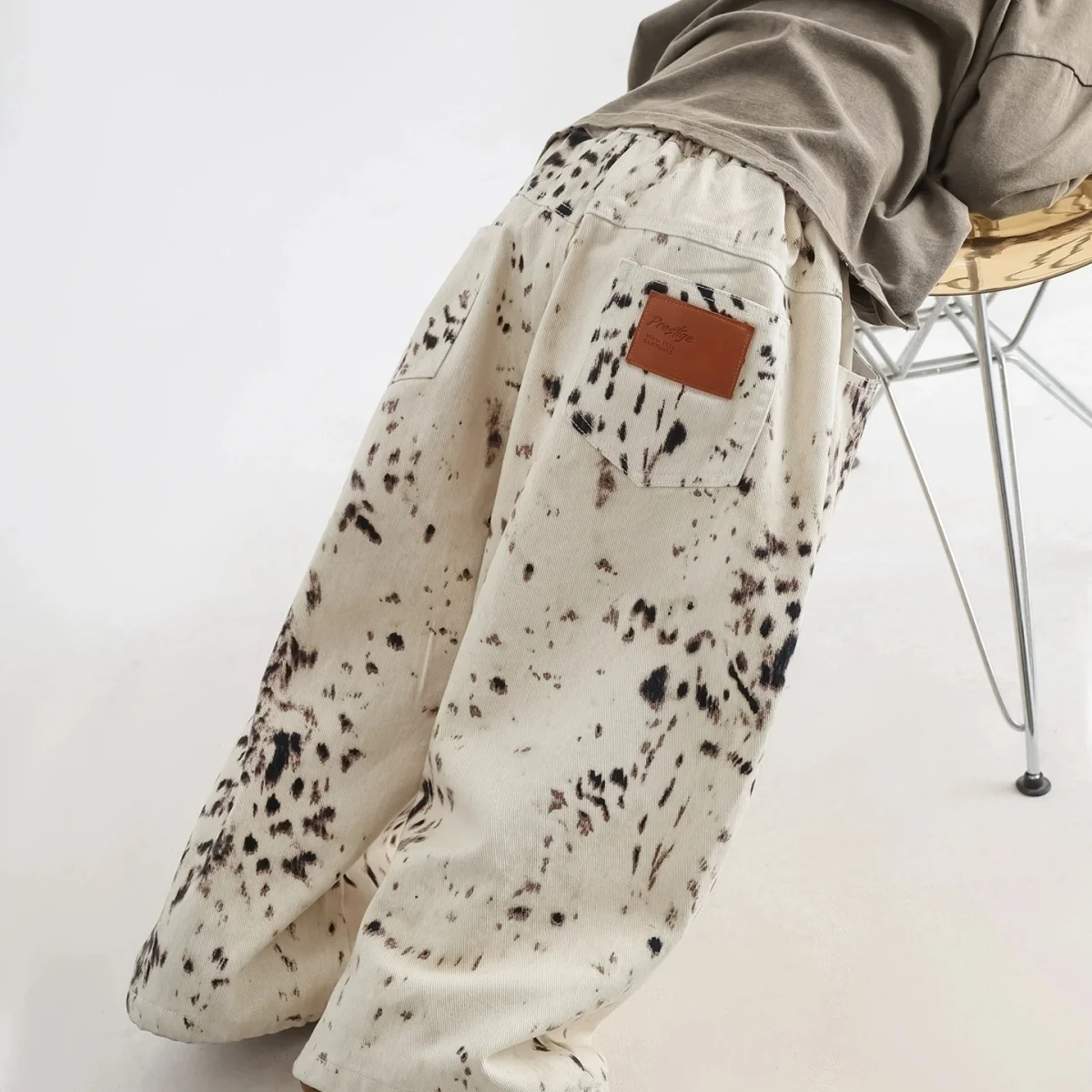 2025 stile coreano 2-8Y ragazzi jeans primavera autunno bambini albicocca stampa leopardo pantaloni casual a gamba larga bambini pantaloni versatili