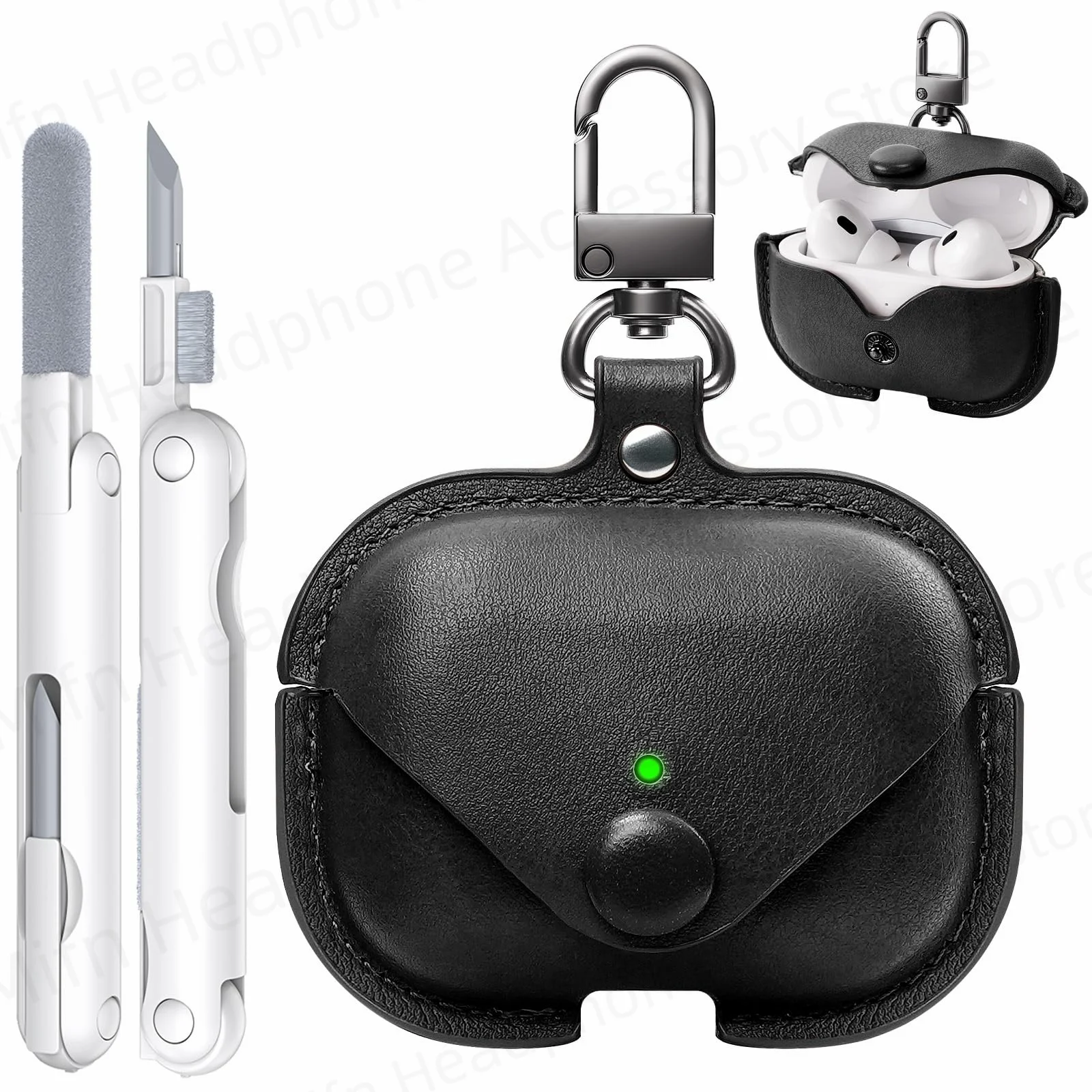 حافظة لهاتف ابل ايربود برو 3 2025 حافظة جلدية شحن لاسلكي واقية لسماعات الرأس حافظة جلدية لأجهزة ايربودز برو 3rd Gen