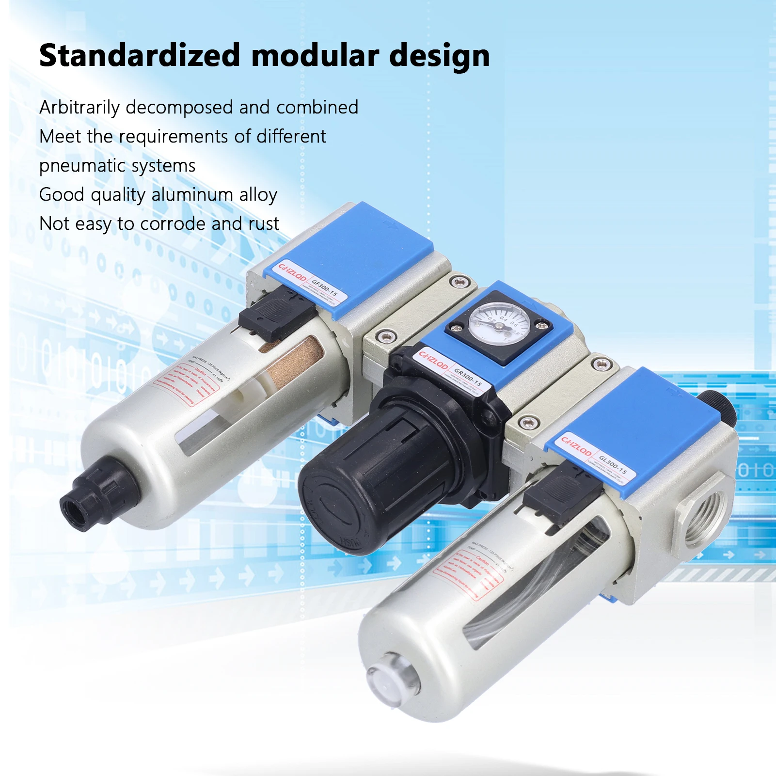 

Регулятор давления воздуха Пневматический пневматический воздушный фильтр Регулятор давления Компрессор Очистная смазка PT 1/2 GC300-15