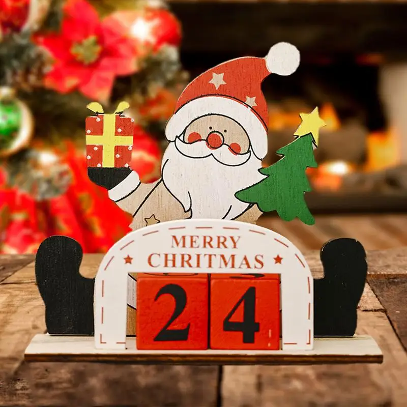 xmas Count Down Calendar Santa Claus Gingerbread Man Wooden Calendar Christmas Ornaments Home Desktop Decoration New Year Gifts