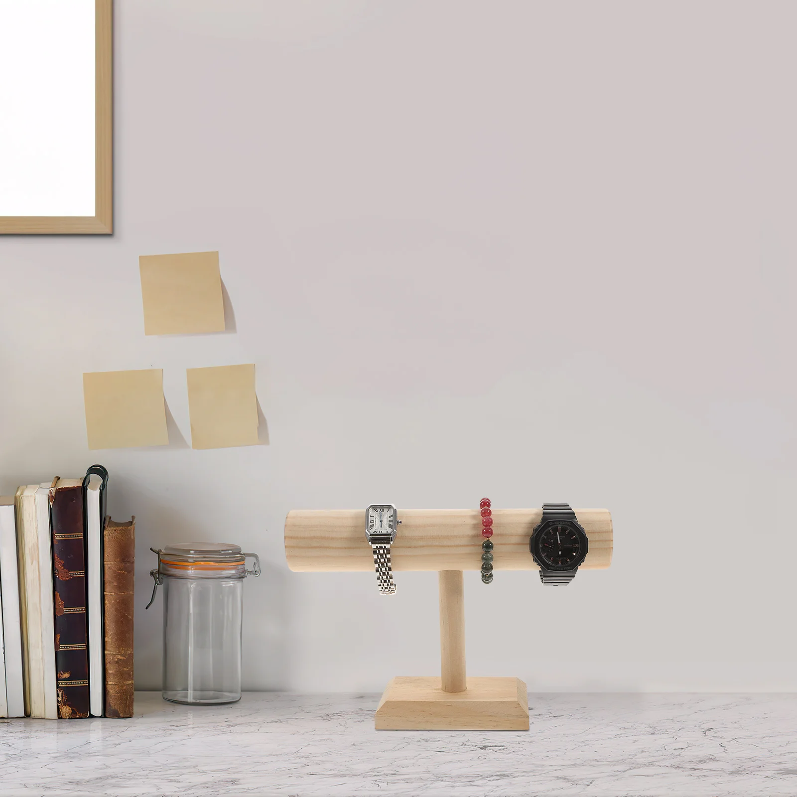 حامل تخزين الأساور الخشبية، رف عرض الساعات، منظم سطح المكتب للنساء، حامل المجوهرات، حامل القلادة #3