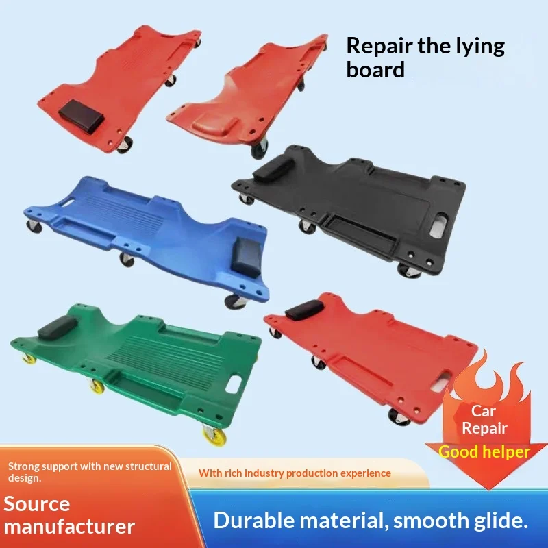 

Car Board Heavy Duty Low Profile Car Mechanic Creeper Rolling PU Wheels Foldable Sturdy Steel Frame Padded Headrest Tool Tray