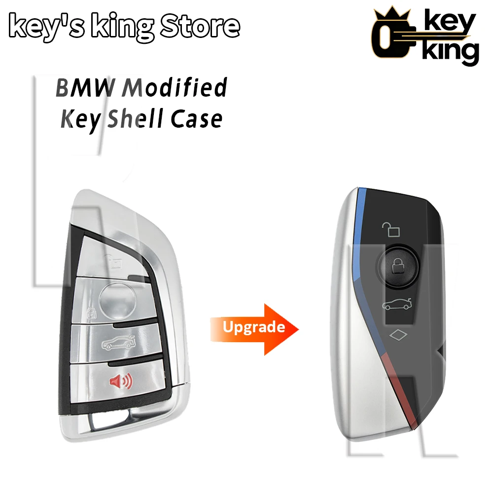 KK Modified Upgrade Car Key Shell Case For BMW,4 Buttons Keyless Entry Smart Remote Key Fob Cover Housing,Plastic‑Metal Material