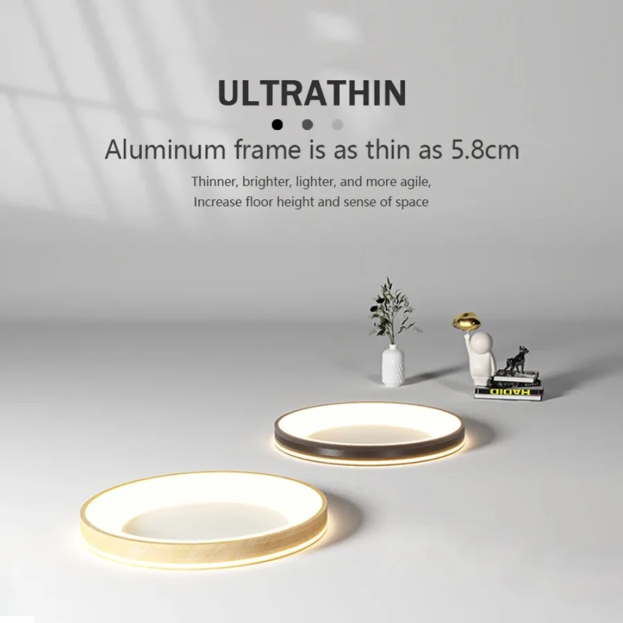 Modern LED ceiling light simple circular wood grain large-sized Ceiling lamp dining room living room bedroom study Home lights