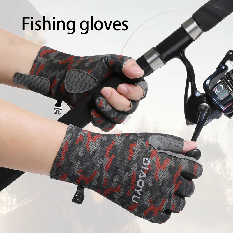 قفازات الصيد المضادة للطعنة الربيع الصيف المضادة للارتداء Luya الشمس واقية قفازات الصيد الرجال تنفس الجلد ودية قفازات لينة #1