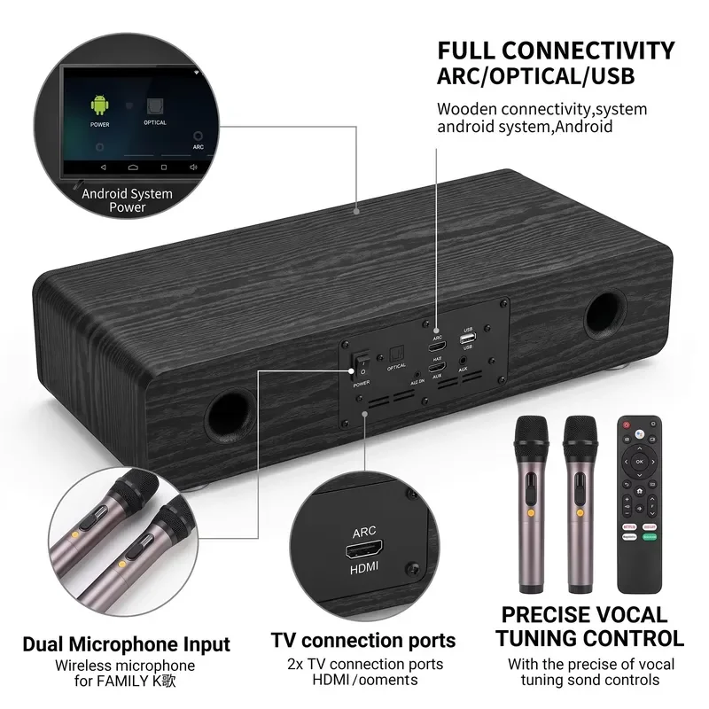 Portable Wireless Bluetooth Speaker with Dual Microphones for Karaoke Party Home Audio System X6 Model Loud Bass Sound X6
