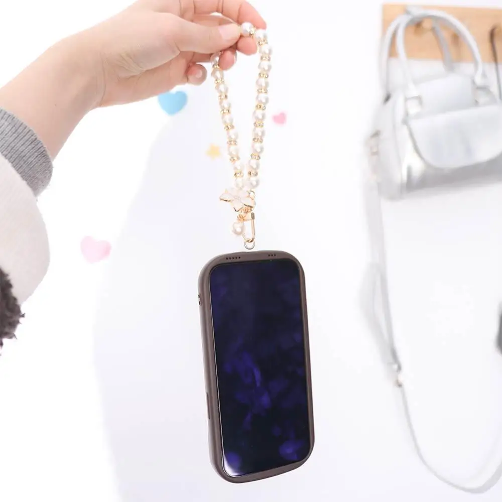 

Жемчужный ремешок для мобильного телефона, браслет-цепочка, съемный шнур, ремешок для мобильного телефона, анти-потерянный короткий ремешок для телефона, подвеска для телефона