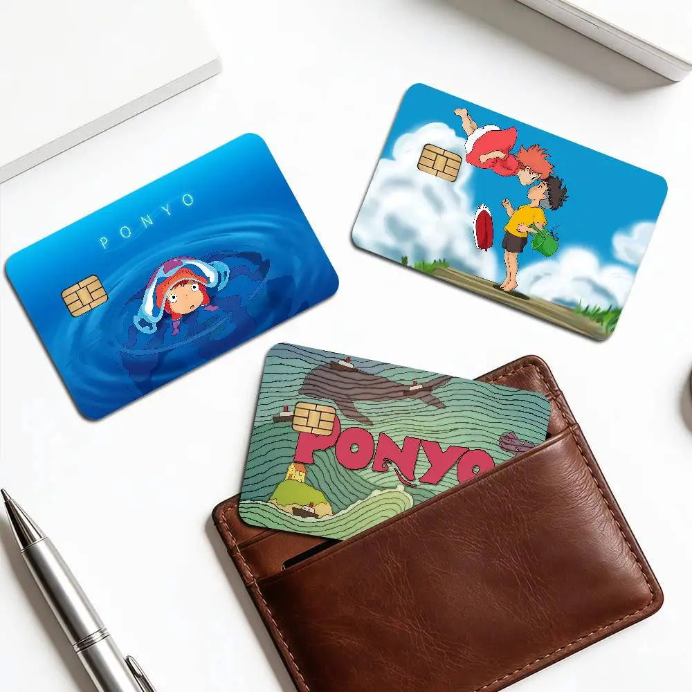 Cute P-Ponyo Anime Diy Credit Debit Card Sticker Party Sticker Decoration Waterproof Small Chip Card Skin Sticker