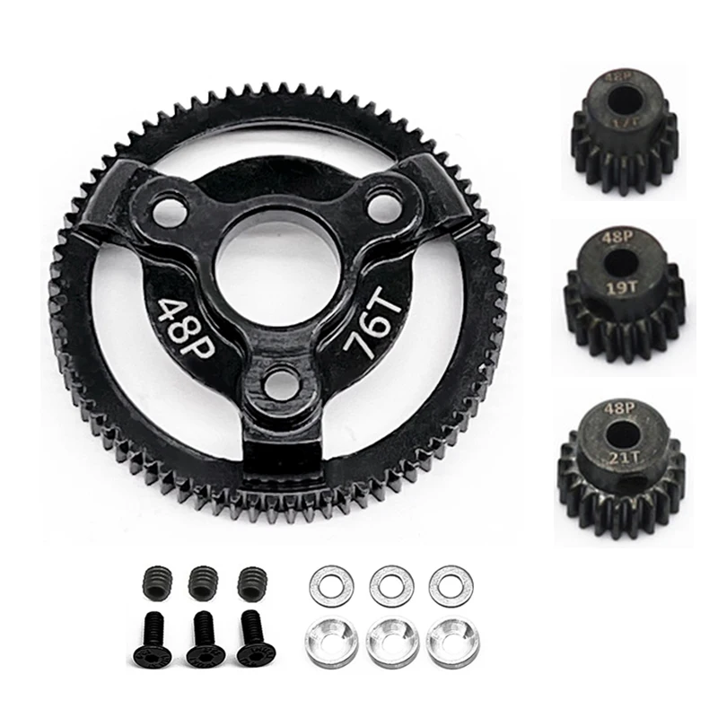 Hardened Black Steel Spur  72T 76T 83T 86T 90T Gear with Pinion Gear 48P for Traxxas Slash 2WD Bandit Rustler Stampede Drag Slas