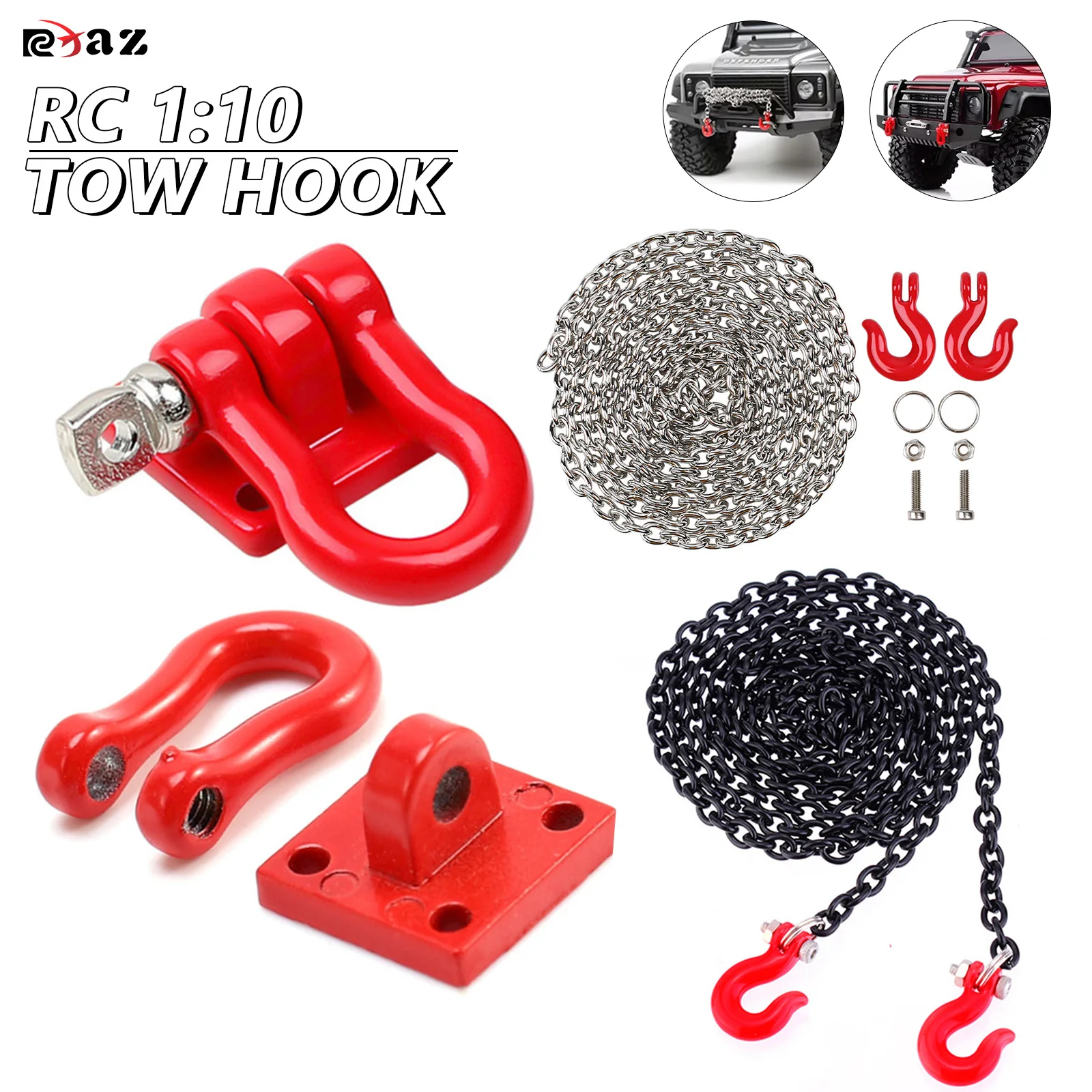 

Металлический прицеп RCXAZ, аксессуары для автомобильной цепи, подходят для 1/10 Axial SCX10 HSP 90046 Traxxas TRX4 ползующего автомобиля Redcat Gen8