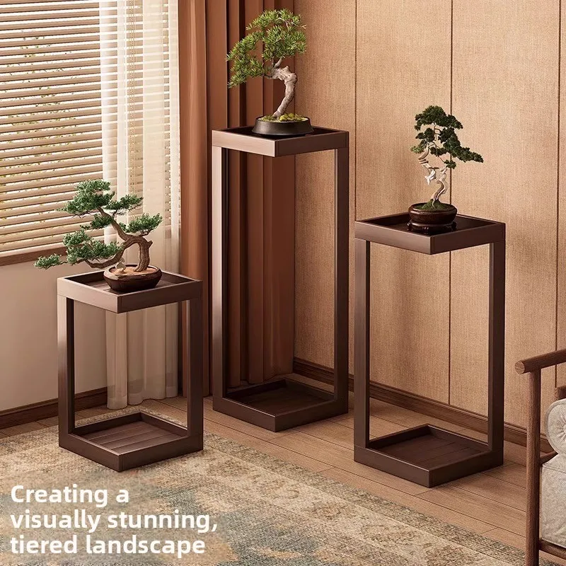 Flower shelf Living room Floor-to-ceiling shelf Nanzhu Chinese flower pot Plant placement Indoor display stand Balcony flower image 5