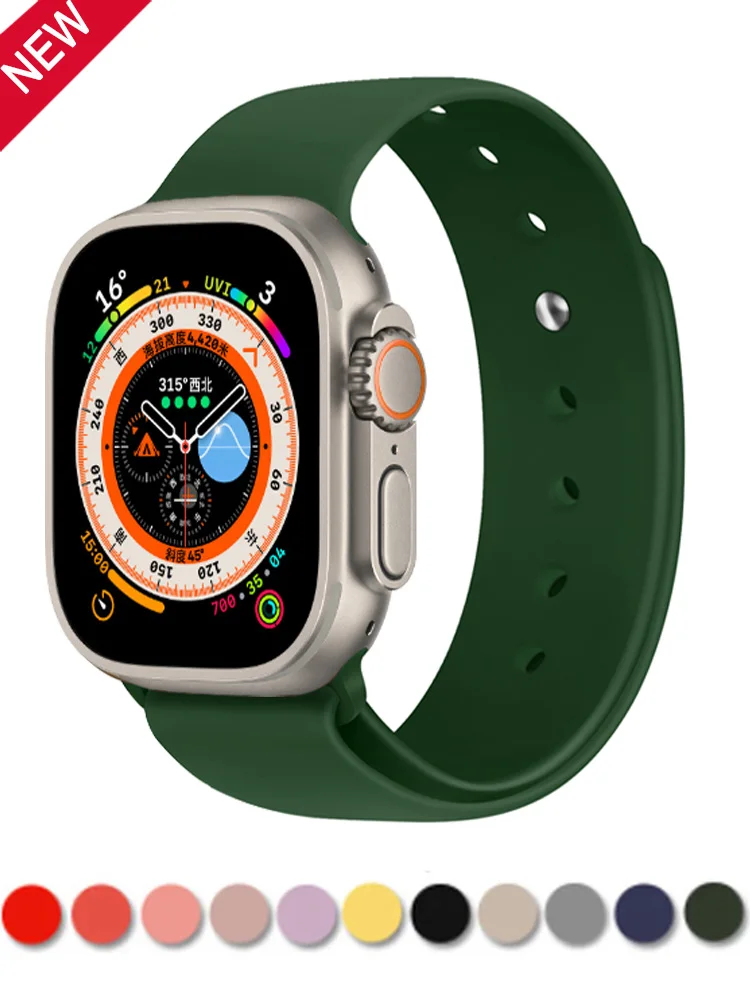

Ремешок силиконовый для Apple Watch Band 45 мм 44 мм 40 мм 41 мм 38 мм 42 мм 44 45 мм, браслет для iwatch series 7 se 3 4 5 6 8 Ultra 49 мм