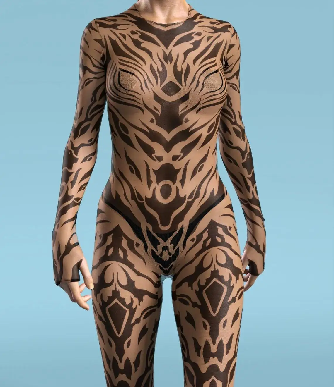 Sexy Leopardenmuster-Overall für Damen, Party-Kostüm, enganliegender Jumpsuit, Onesie-Kostüm, elastischer Bodysuit für Feiertage und Spiele. – Detail 23