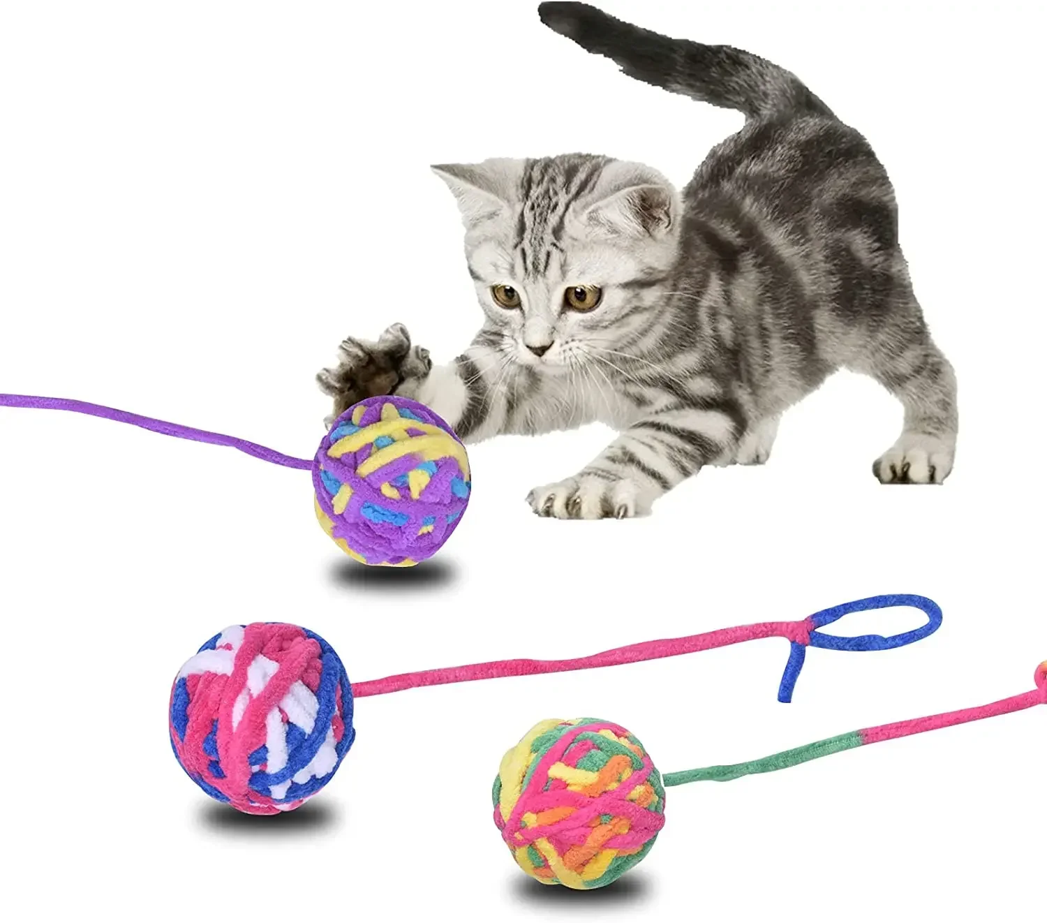 1/3/5/7pc Pet Cat Toys self entertaining chew and teaser cats toy balls wool balls cat supplies fidget toy for cats accessories