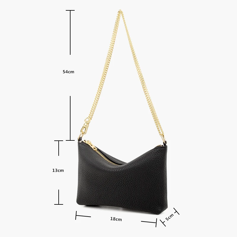 Donna-in Genuine Leather Black Small Square Women Shoulder Crossbody Bag Large Capacity Soft Chains Hobos Bag 2023 Summer