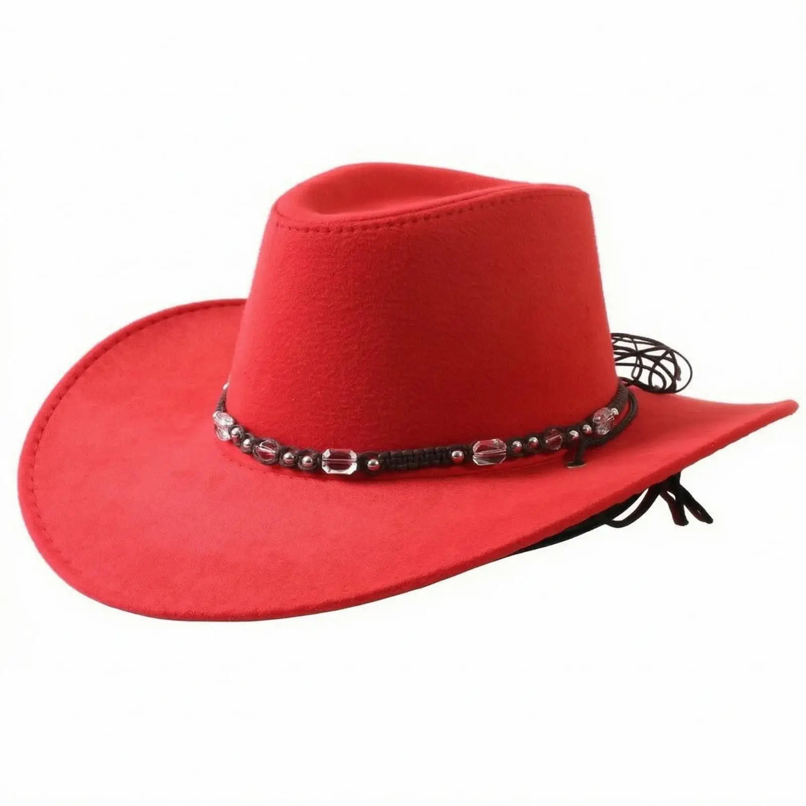 Matte Finish Cowboy Hat with Beaded Band | Wide Brim Western Hat, for Outdoor Activities