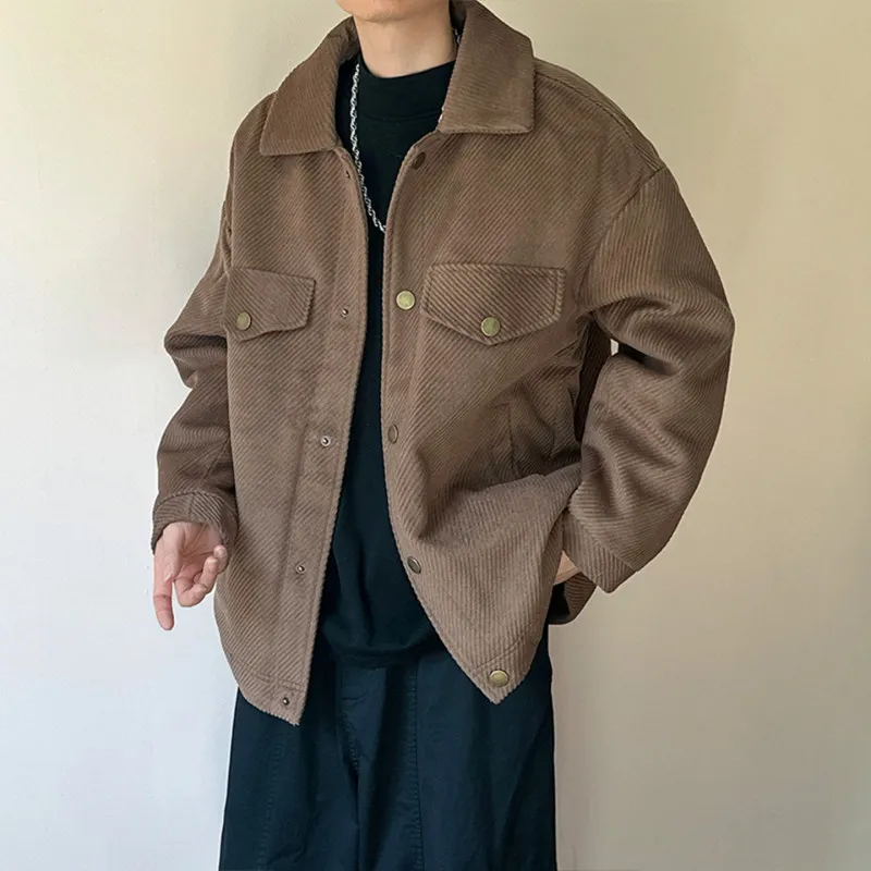 

Мужское твидовое пальто American Tweed Thiened: осенне-зимнее, повседневное, с отложным воротником, свободного кроя, с длинными рукавами, однотонное, в корейском стиле