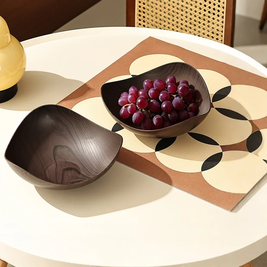 Imitation Wood Grain Fruit Plate Set – Lightweight, Stackable, Multipurpose Tray for Snacks, Picnic, Party, and Daily Use.