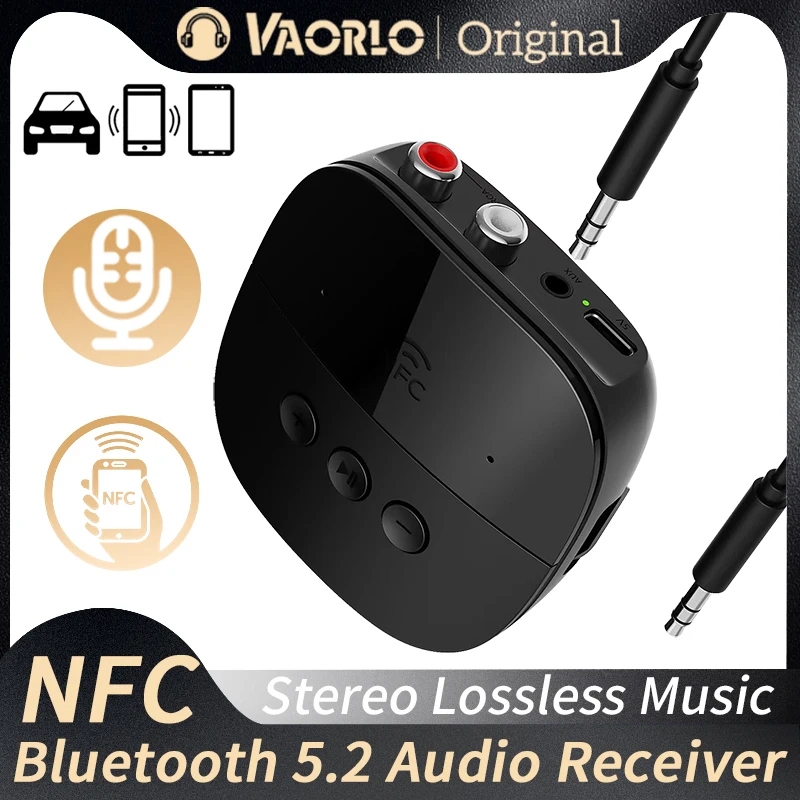 NFC Bluetooth 5.2 odbiornik Audio 3.5mm AUX RCA USB u-disk/TF Card Play Stereo Adapter bezprzewodowy z mikrofonem do zestawu samochodowego głośnik