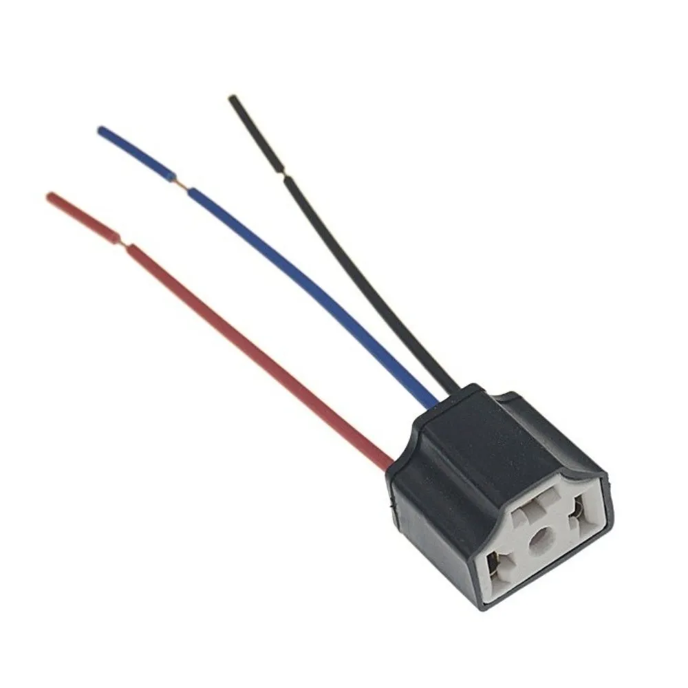 2Pcs Female Connector Headlight Connector Socket Ceramic With Copper Wire Ceramic Harness Plug 3-Pin High Temperature Resistant