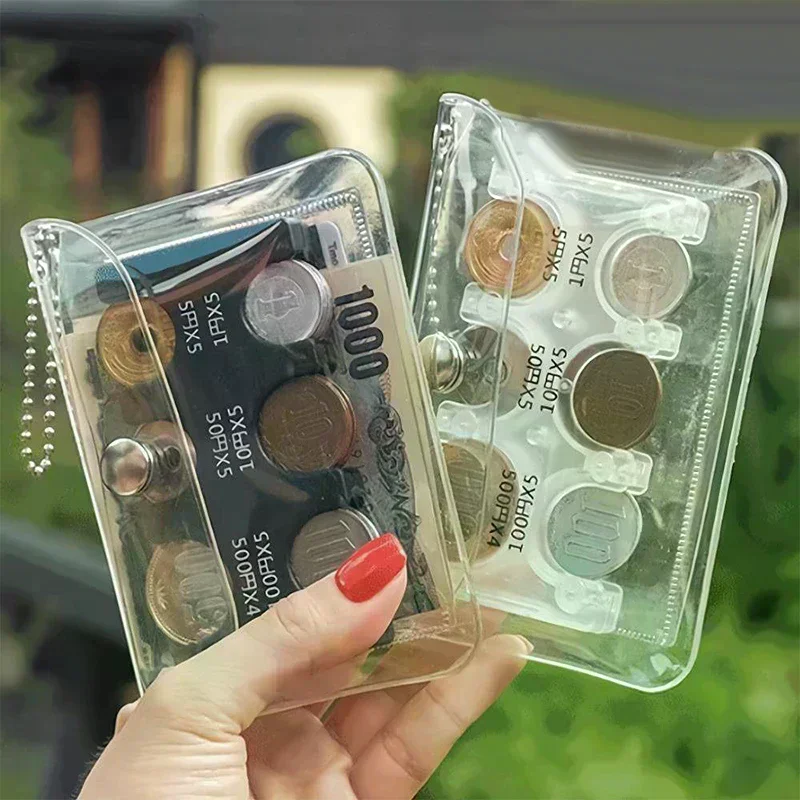 Colourful Transparent Coin Clip Organizer Small Wallet Loss Prevention Clip Japanese Currency Sorting Travel Portable Card Case