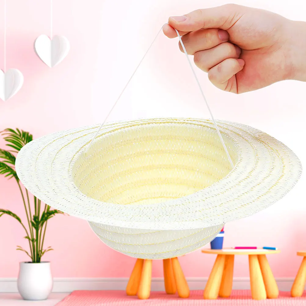 

8pcs Children's Hand-painted Straw Hat DIY Craft Supplies Kids Decorate Painting Hats Creativity Boost Family Bonding