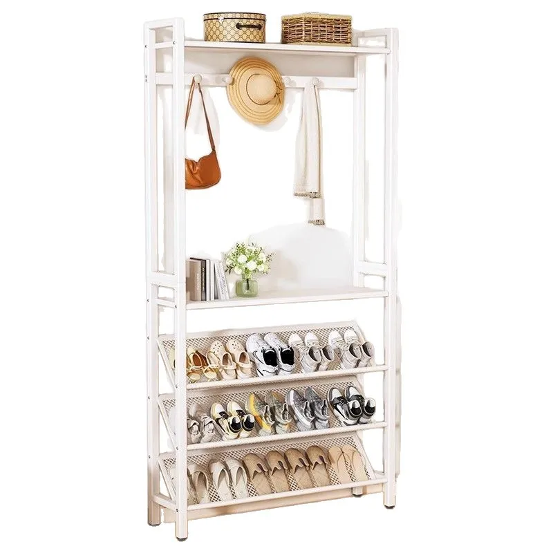 

Стеллаж для обуви, вешалка для одежды, многофункциональная многоярусная полка для хранения вещей, простое решение для пространства за дверью