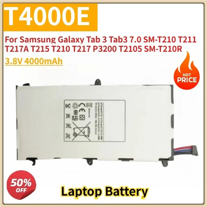 

T4000E Laptop Battery 3.8V 4000mAh For Samsung Galaxy Tab 3 Tab3 7.0 SM-T210 T211 T217A T215 T210 T217 P3200 T2105 SM-T210R