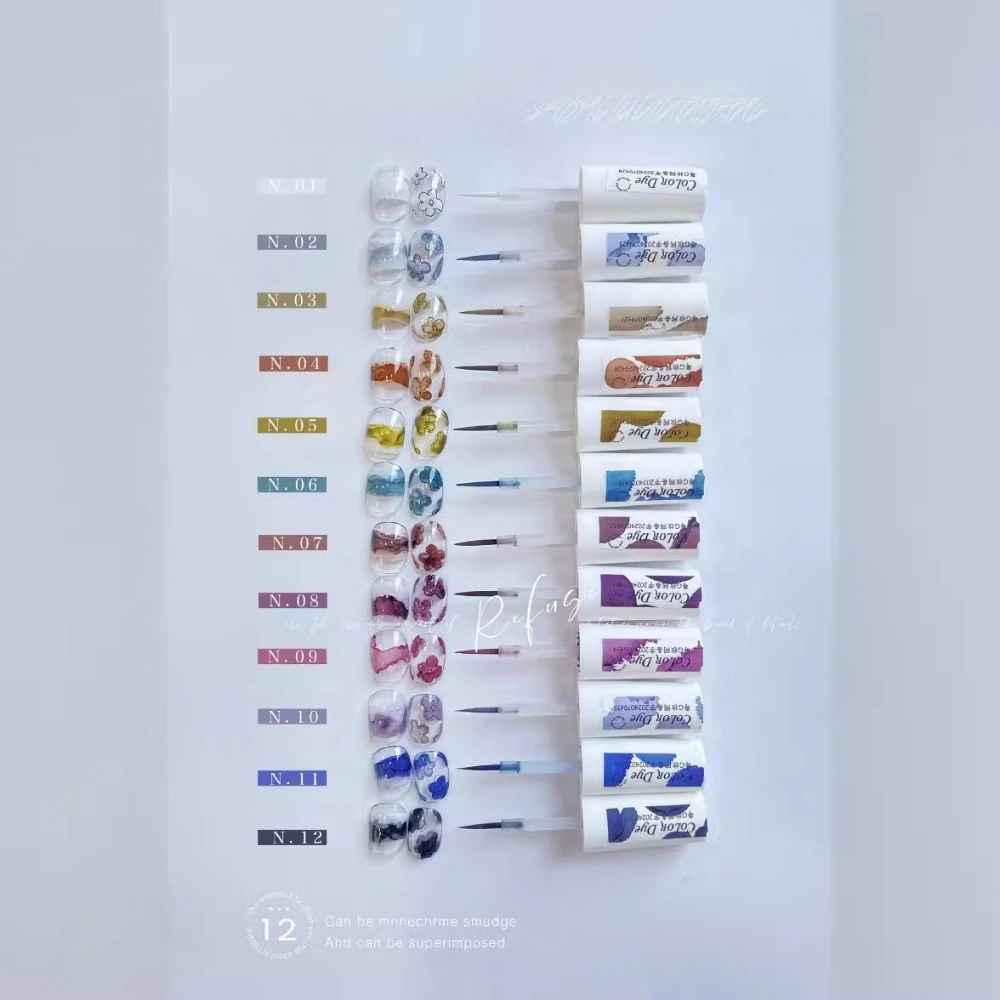 12 couleurs Morandi aquarelle encre pour ongles 15ml effet fleuri ongles Art Design naturel Air sec Gel vernis pour manucure Gel pour ongles