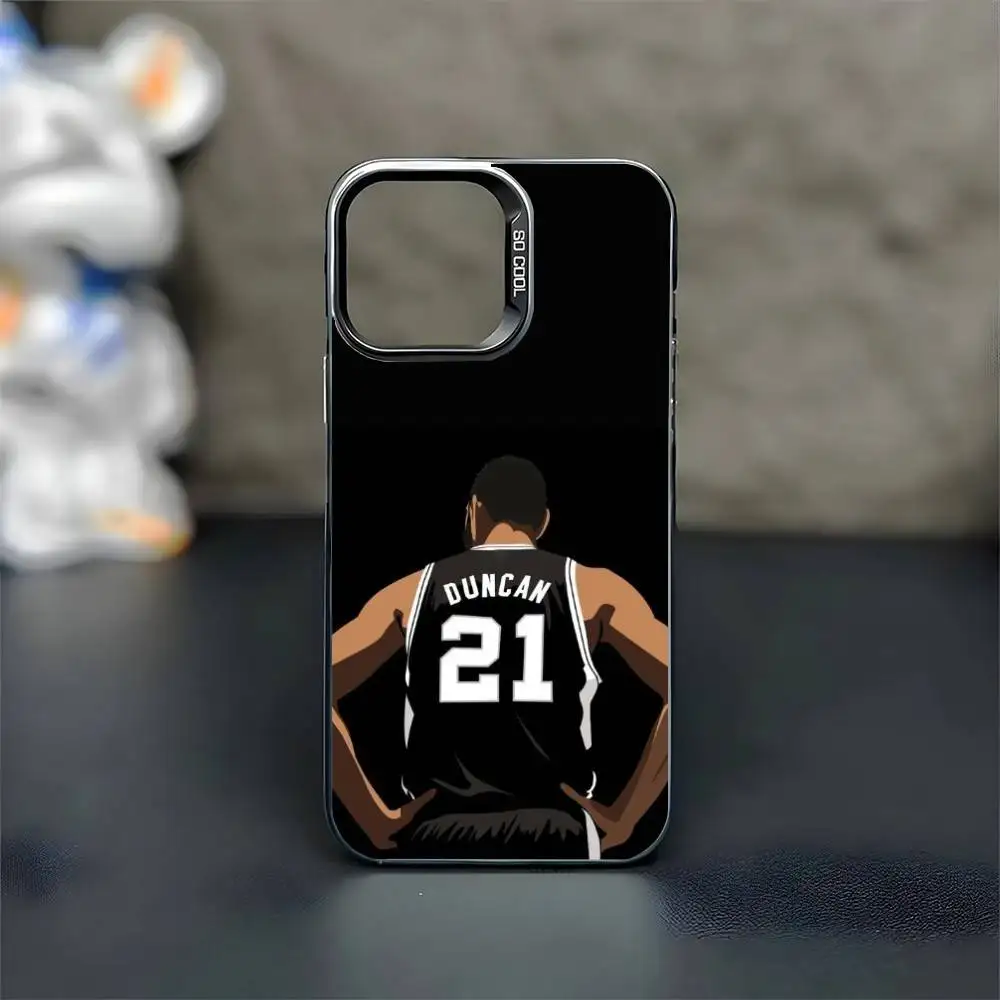 حافظة هاتف Tim Duncan لكرة السلة لهاتف iPhone 16,15,14,13,12,11,Mini,Pro,MAX غطاء أسود غير لامع مقاوم للصدمات #3