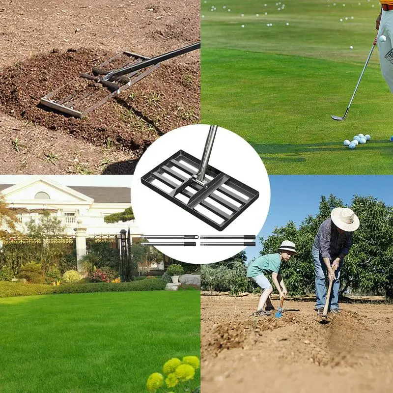 Dirt Leveling Rake Heavy Duty Landscape Rake Wear-resistant Rustproof Sand Crusher For Golf Field Soil Ground Management