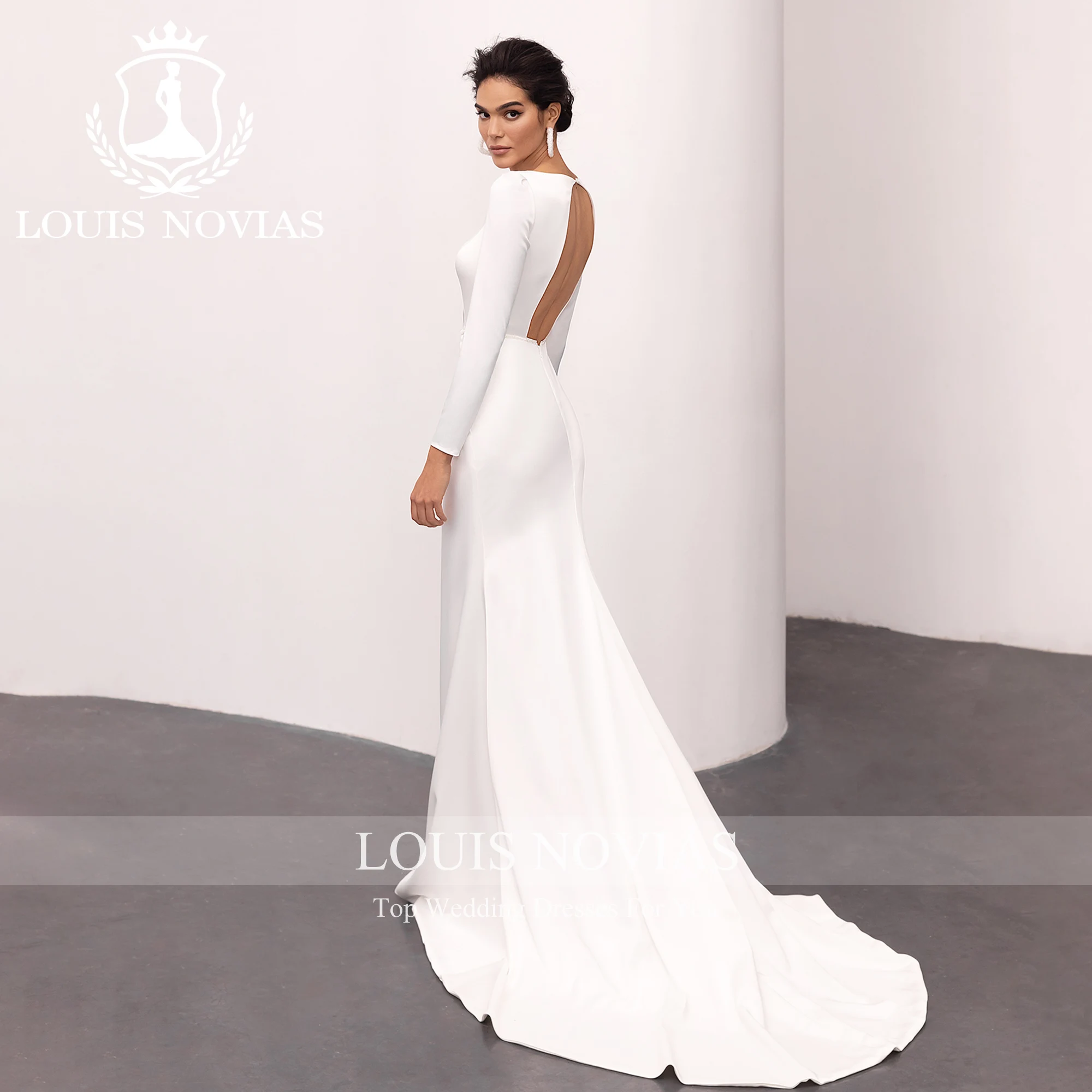 LOUIS NOVIAS Mermaid Wedding Dress 2023 Sexy Graceful Square Collar Backless Brush Train High-end Wedding Gown Vestidos De Novia