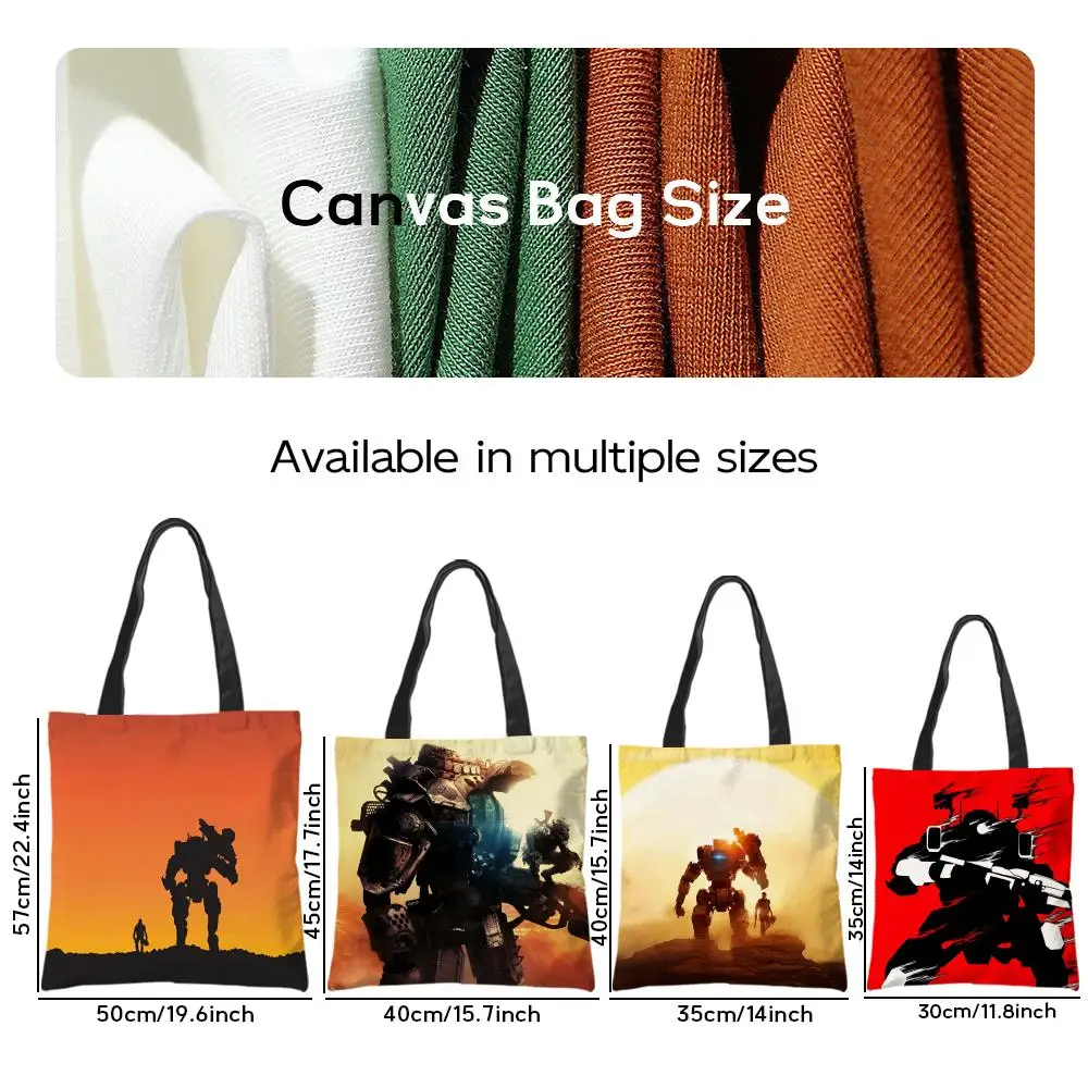 Storage Bags Linen Shopper Reusable Tote Grocery Storage Bag Portable Large Capacity Hot Cool Game T-Titanfall Robot Pilots