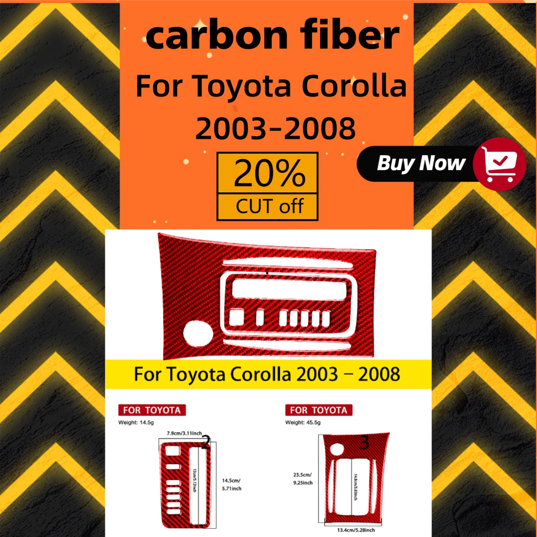 For Toyota Corolla 2003–2008 carbon fiber Center Console Gear Shift panel set decorative cover Car interior Accessories sticker