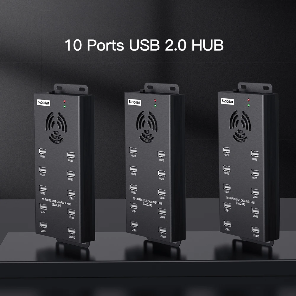 Sipolar A-400 10 Port Usb Hub Computer Fan Hub Industrial Usb Hub 2.0 Phone Docking Station