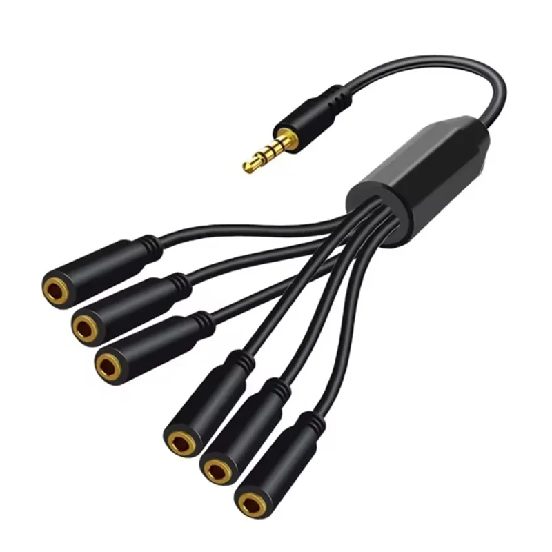 3.5mm Earpphone Spliter Audeo Jack Extender 1 To 6 Ports Aux Cable Earphone Mic Audio Adapter For Phone Headset Splitter Cable