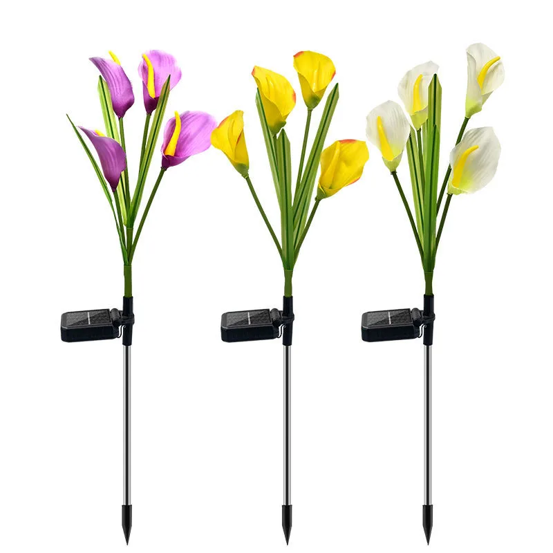 

Solar Lamp Calla Lotus Simulation Lantern IP65 Waterproof Induction Type Outdoor LED Light with Colorful Gradient Lamp Beads