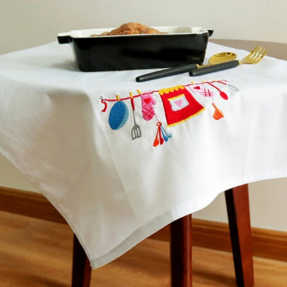 6pcs Cute Embroidered Cotton Tea Towel Cozy Baking Aesthetic Kitchen Dishtowels Absorbent Table Napkin for Dining Room Decor